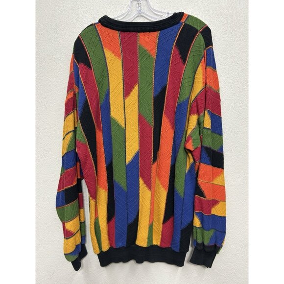 Vintage 90s Tundra Sweater Men’s Large Textured 3D Coogi Style Hip Hop Canada - Picture 2 of 6